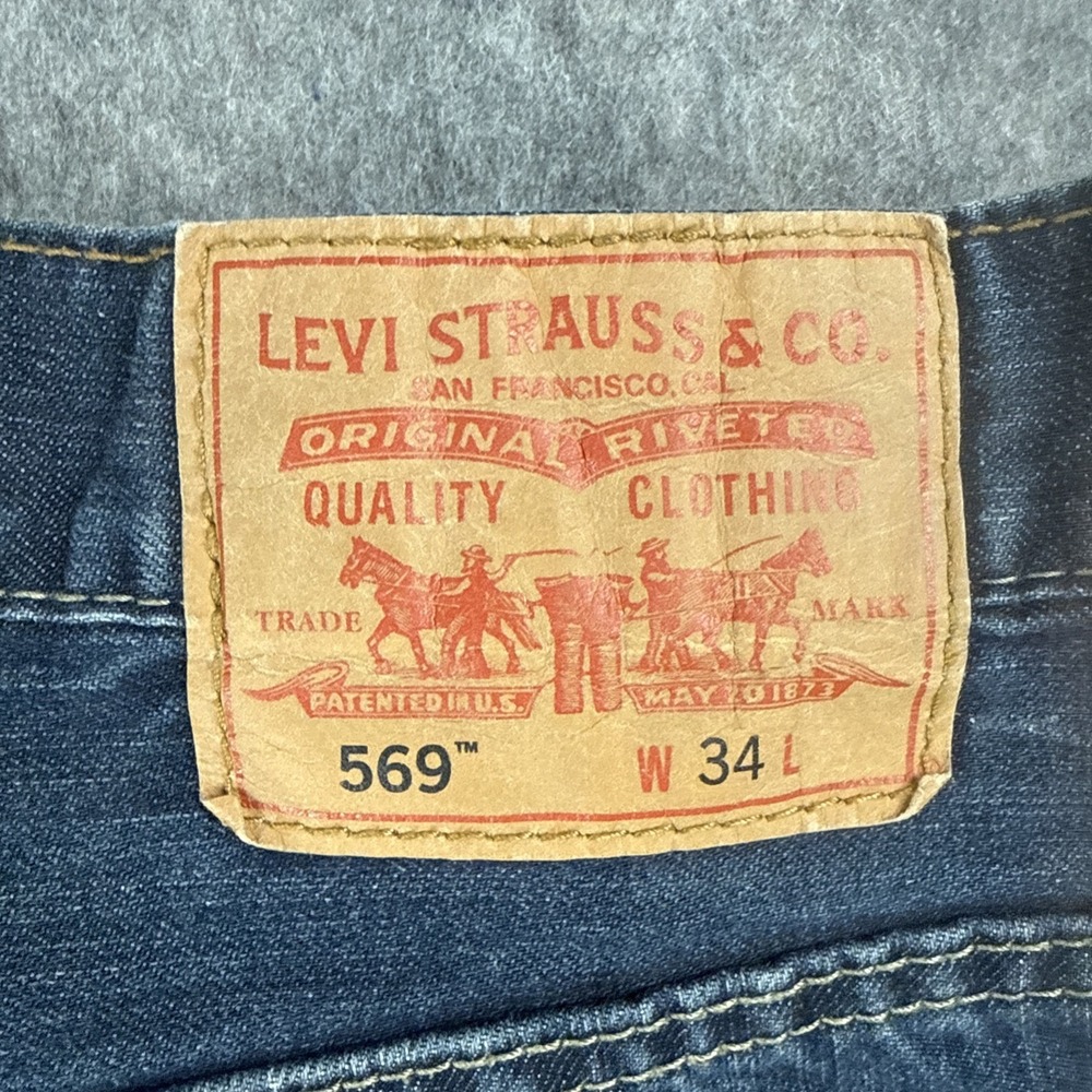 Levi's 569 Loose Straight Denim Shorts Mens Size 34 Medium Wash Blue - Picture 8 of 11